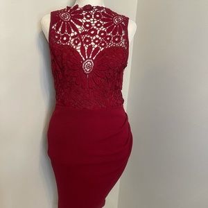 Maroon Lace Bodycon